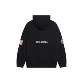 Balenciaga x NASA FW21 Crossover-Logo Baumwoll-Hoodie für Herren, klassisch, locker geschnitten, langärmelig, schwarz 651799TKVD81070