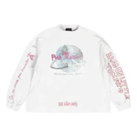 Balenciaga x Pink Martini Langarm-T-Shirt Oversized „Ecru“ 699191TMVN99800
