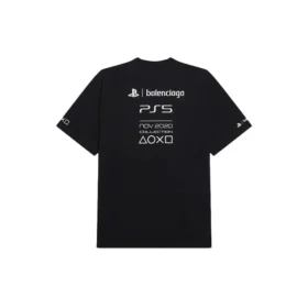 Balenciaga x PlayStation Crossover PS5 – Unisex-T-Shirt mit Alphabet-Geometrie-Print, kurzärmelig, schwarz 651795TKVF31070