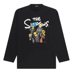 Balenciaga x THE SIMPSONS Langarm-T-Shirt, Large Fit „Black“ 681046TLVG70100