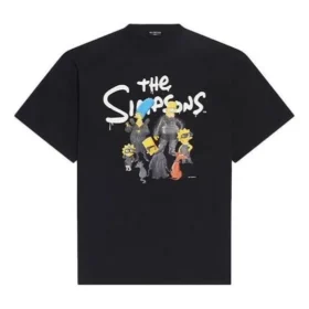 Balenciaga x THE SIMPSONS Oversized-Baumwoll-T-Shirt „Black“ 676589TLVG71000