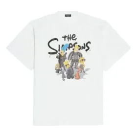 Balenciaga x THE SIMPSONS Oversized-Baumwoll-T-Shirt „White“ 676589TLVG70901