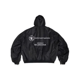 Balenciaga x WFP Leichte Bomberjacke mit Kapuze „Black“ 752178TLO251000