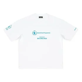 Balenciaga x WFP T-Shirt, Medium-Fit, „White“ 612966TMVL29086