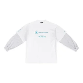 Balenciaga x WFP T-Shirt mit doppelten Ärmeln „Weiß“ 698089TMVL29086