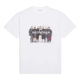 Band-Porträt-Aufdruck Logo Retro Kurzarm-Shirt „Weiß“ 612965TIV479000