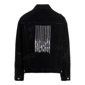 Barcode Destroyed-Denim-Jacke „Schwarz“ 664329TBP471055