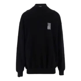Barcode-Pullover mit Rundhalsausschnitt „Schwarz“ 652981TKVE61070