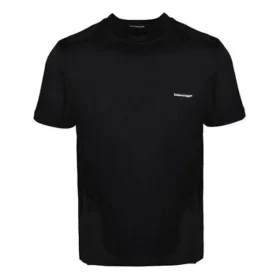 Basic-T-Shirt mit kleinem Logo, Rundhalsausschnitt und kurzen Ärmeln, Unisex, Schwarz 556151TYK281000