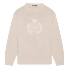 BB Laurel Crown Logo Rundhals-Strickpullover „Beige“ 664369T32119028