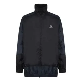 BB Patchwork-Nylon-Windjacke mit durchgehendem Reißverschluss „Navy Black“ 623019TIO544100