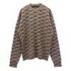 BB Rundhals-Strickpullover mit Allover-Print „Beige“ 733859T32539378