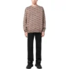 BB Rundhals-Strickpullover mit Allover-Print „Beige“ 733859T32539378