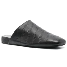 Bequeme BB-Pantoletten aus Leder „Schwarz“ 743926WB7221000