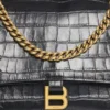 Crush Crocodile Medium Kettenhandtasche „Black“ 716393210IX1000