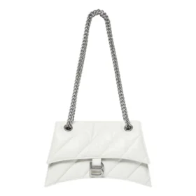 Crush Kleine Kettenhandtasche, gesteppt „Optic White“ 716351210J09001