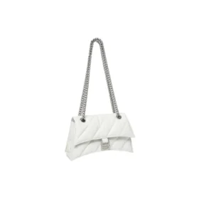 Crush Kleine Kettenhandtasche, gesteppt „Optic White“ 716351210J09001