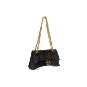 Crush Small Chain Tasche mit Krokodilprägung „Black“ 716351210IX1000