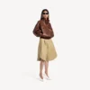 Damen-Blouson mit hohem Kragen in Kastanienbraun Damen-Blouson mit hohem Kragen in Kastanienbraun