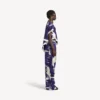 Damen-Pyjama-Hose mit Pinsel-Print in Blau Damen-Pyjama-Hose mit Pinsel-Print in Blau