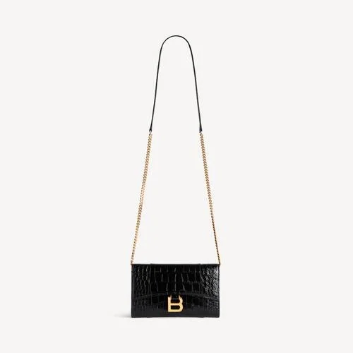 Damen-Geldbörse in Hourglass-Form mit Kette in Schwarz Damen-Geldbörse in Hourglass-Form mit Kette in Schwarz