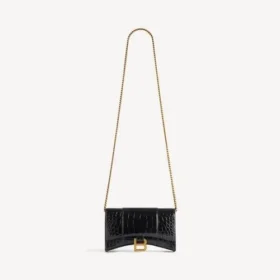 Damen-Geldbörse in Hourglass-Form mit Kette in Schwarz