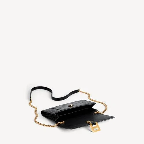 Damen-Geldbörse in Hourglass-Form mit Kette in Schwarz Damen-Geldbörse in Hourglass-Form mit Kette in Schwarz