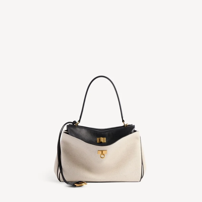 Damen-Handtasche „Rodeo“ klein in Beige/Schwarz Damen-Handtasche „Rodeo“ klein in Beige/Schwarz