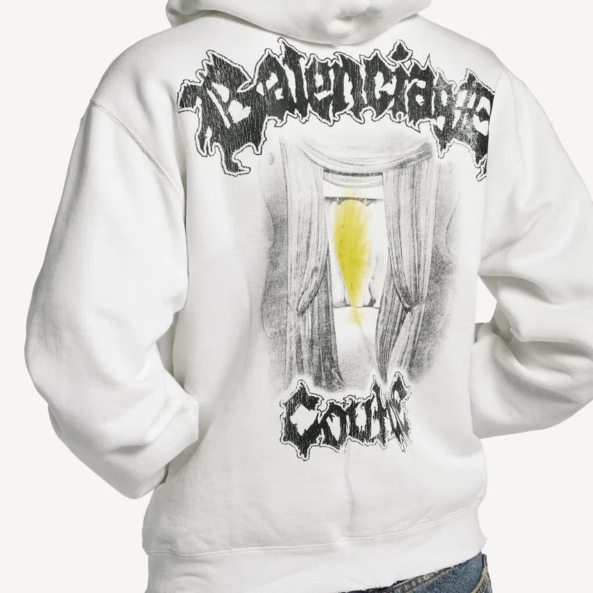 Damen-Hoodie „Salon de Couture“ mit Reißverschluss und normaler Passform in Weiß Damen-Hoodie „Salon de Couture“ mit Reißverschluss und normaler Passform in Weiß