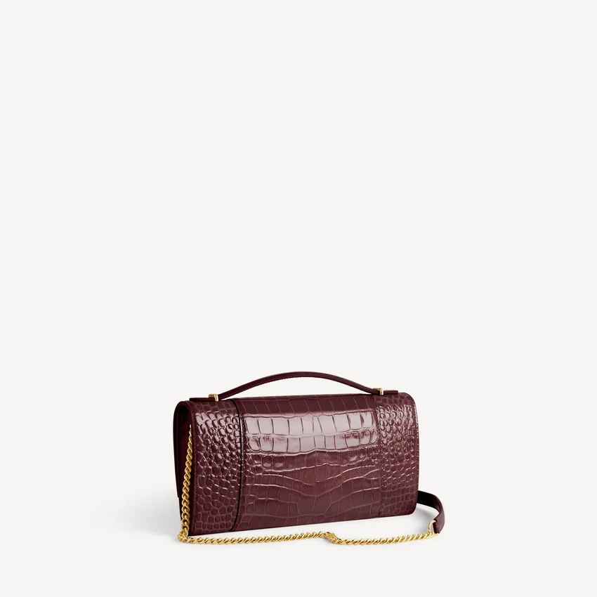 Damen-Pochette in Hourglass-Form mit Kette in dunklem Burgunderrot Damen-Pochette in Hourglass-Form mit Kette in dunklem Burgunderrot