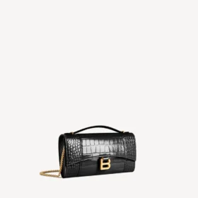 Damen-Pochette in Hourglass-Form mit Kette in Schwarz
