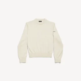 Damen-Pullover mit Rundhalsausschnitt in Creme