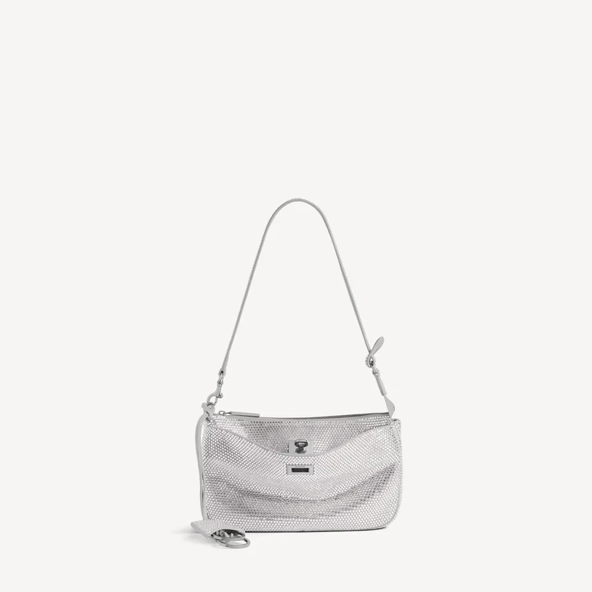 Damen-Rodeo-Sling-Pochette mit Strasssteinen in Rauchgrau Damen-Rodeo-Sling-Pochette mit Strasssteinen in Rauchgrau
