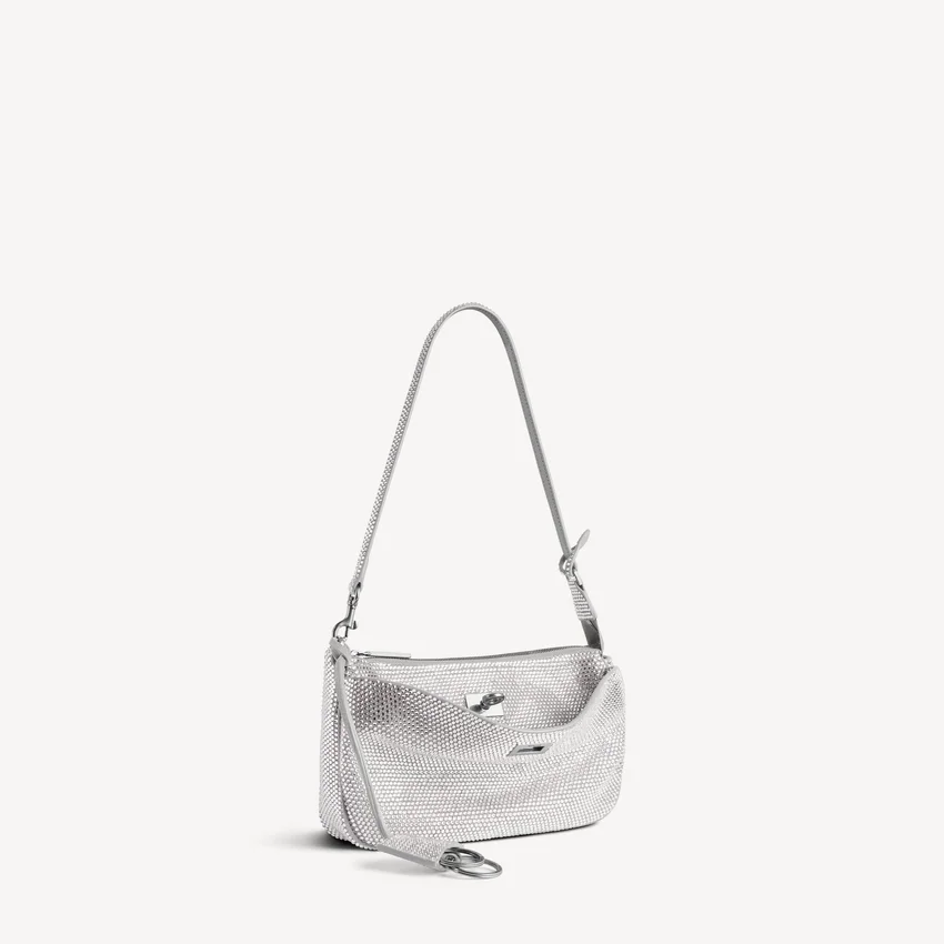 Damen-Rodeo-Sling-Pochette mit Strasssteinen in Rauchgrau Damen-Rodeo-Sling-Pochette mit Strasssteinen in Rauchgrau