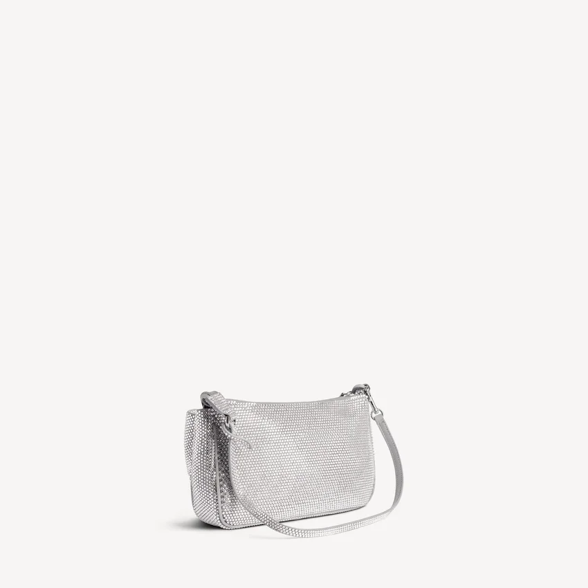 Damen-Rodeo-Sling-Pochette mit Strasssteinen in Rauchgrau Damen-Rodeo-Sling-Pochette mit Strasssteinen in Rauchgrau