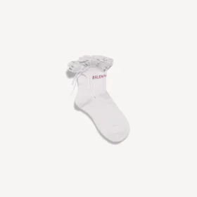 Damen-Schleifensocken in Weiß/Rosa