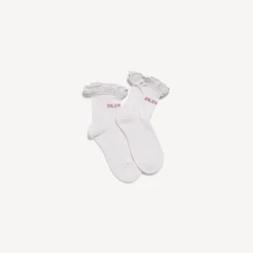 Damen-Schleifensocken in Weiß/Rosa
