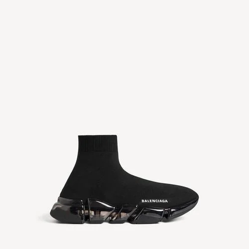 Damen-Sneaker „Speed 2.0“ mit vollständig transparenter Sohle aus recyceltem Strick in Schwarz Damen-Sneaker „Speed 2.0“ mit vollständig transparenter Sohle aus recyceltem Strick in Schwarz