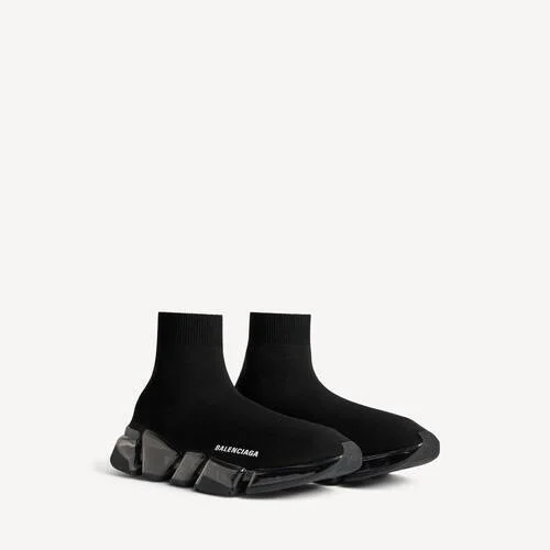 Damen-Sneaker „Speed 2.0“ mit vollständig transparenter Sohle aus recyceltem Strick in Schwarz Damen-Sneaker „Speed 2.0“ mit vollständig transparenter Sohle aus recyceltem Strick in Schwarz