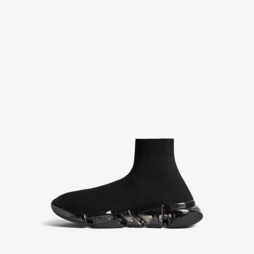 Damen-Sneaker „Speed 2.0“ mit vollständig transparenter Sohle aus recyceltem Strick in Schwarz Damen-Sneaker „Speed 2.0“ mit vollständig transparenter Sohle aus recyceltem Strick in Schwarz