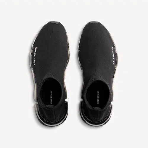 Damen-Sneaker „Speed 2.0“ mit vollständig transparenter Sohle aus recyceltem Strick in Schwarz Damen-Sneaker „Speed 2.0“ mit vollständig transparenter Sohle aus recyceltem Strick in Schwarz