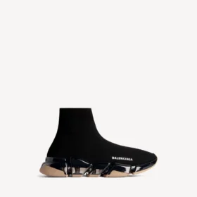 Herren-Sneaker „Speed 2.0“ mit vollständig transparenter Sohle aus recyceltem Strick in Schwarz/Beige