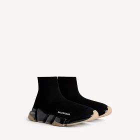 Herren-Sneaker „Speed 2.0“ mit vollständig transparenter Sohle aus recyceltem Strick in Schwarz/Beige