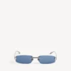 Damen-Sonnenbrille „Gossip Rectangle M“ in Dark Ruthenium/Blau