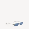 Damen-Sonnenbrille „Gossip Rectangle M“ in Dark Ruthenium/Blau