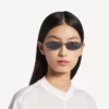 Damen-Sonnenbrille „Gossip Rectangle M“ in Dark Ruthenium/Blau