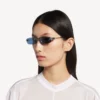 Damen-Sonnenbrille „Gossip Rectangle M“ in Dark Ruthenium/Blau