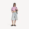Damen-T-Shirt „520 Stickers“ im Cropped-Schnitt in Altrosa/Weiß
