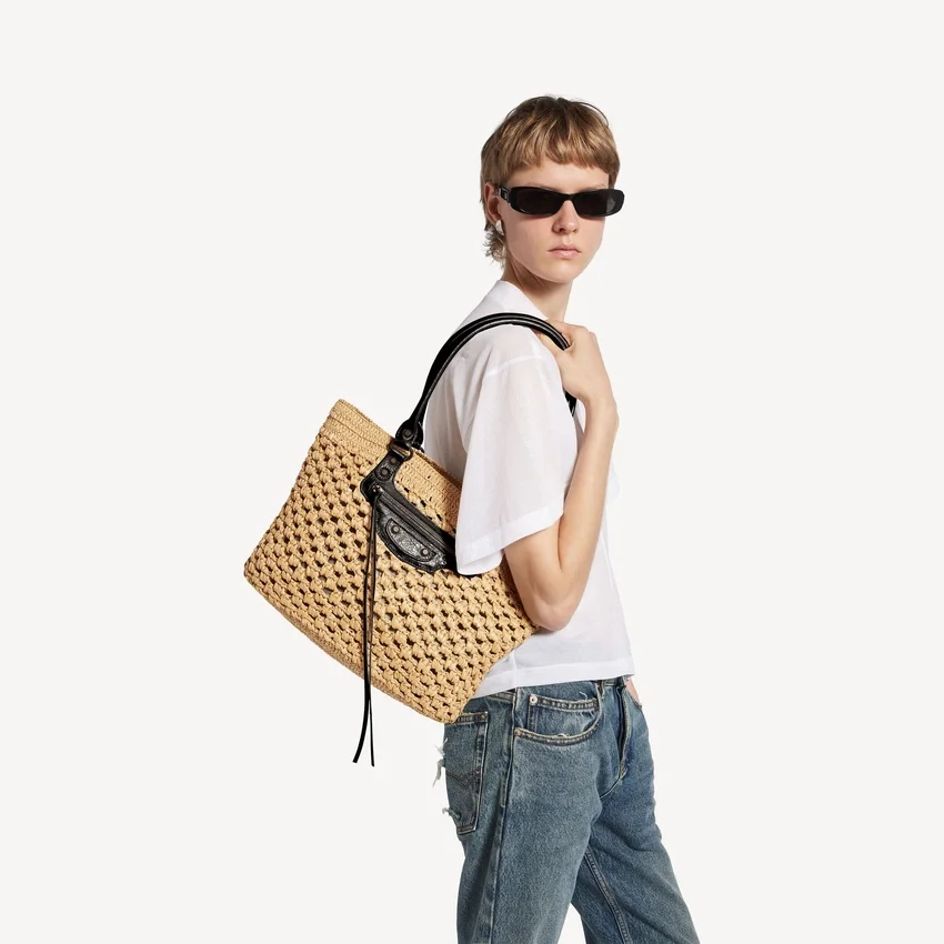 Damen-Tasche „Le City Basket Medium“ in Natur/Schwarz Damen-Tasche „Le City Basket Medium“ in Natur/Schwarz