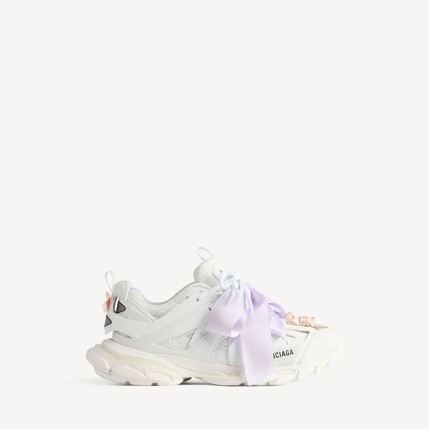 Damen-Track-Sneaker mit Schleifen in Weiß/Rosa Damen-Track-Sneaker mit Schleifen in Weiß/Rosa